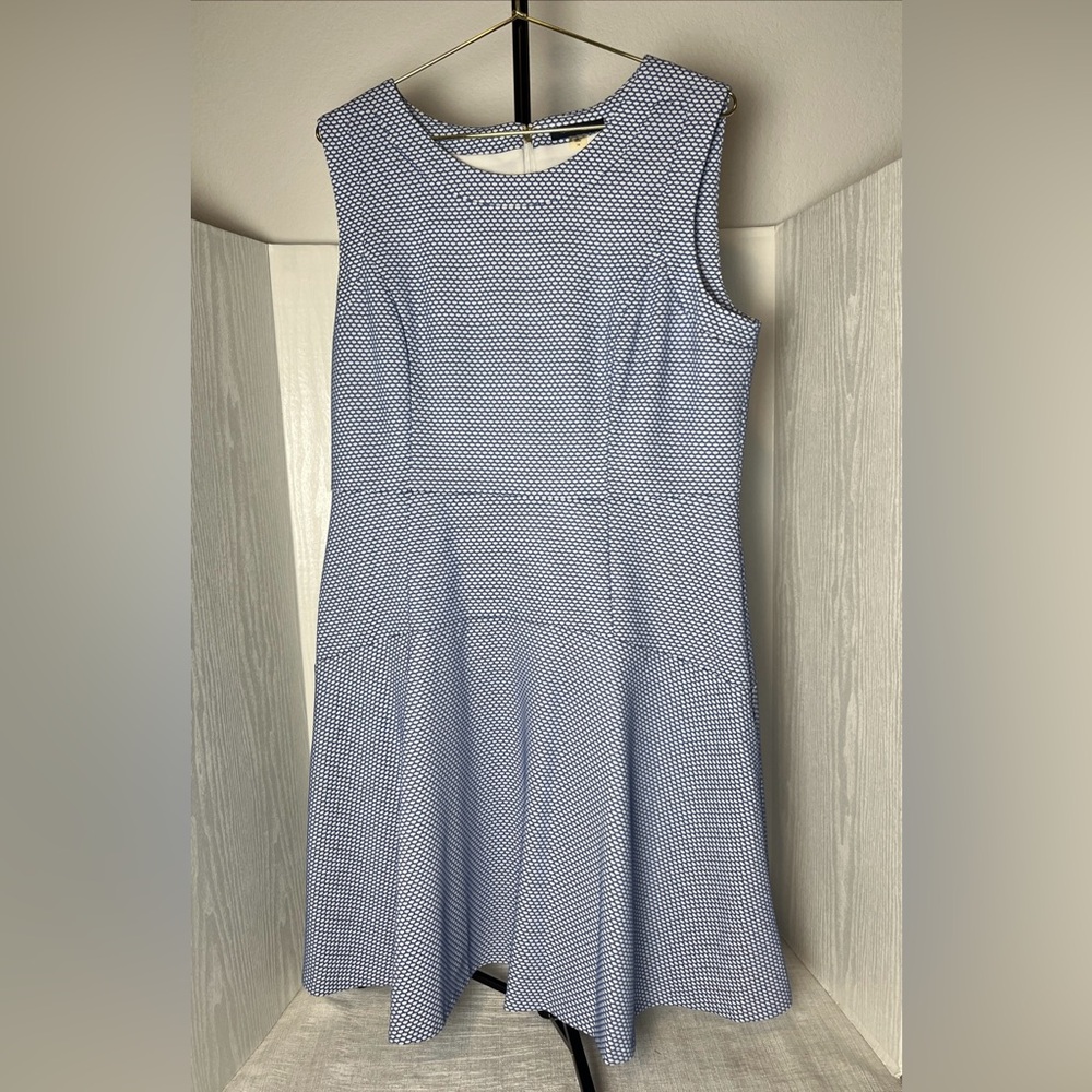 Preppy Tommy Hilfiger A-Line Honeycomb Sleeveless Dress Blue & White Size 14 - Picture 2 of 12